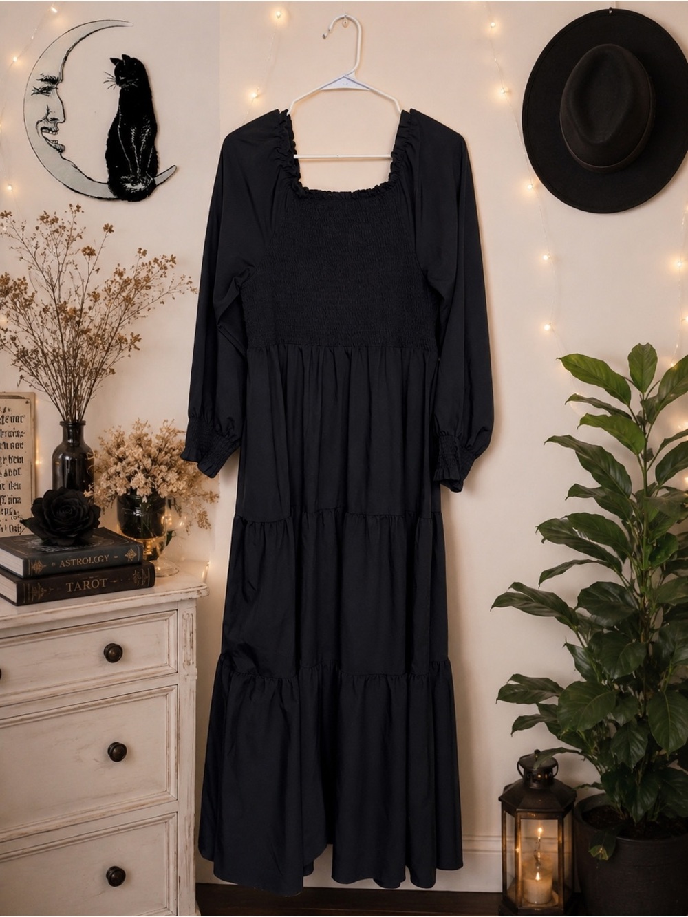 📚 Salem Bookshop Witch Dress | Romantic Black Maxi 1X 🖤